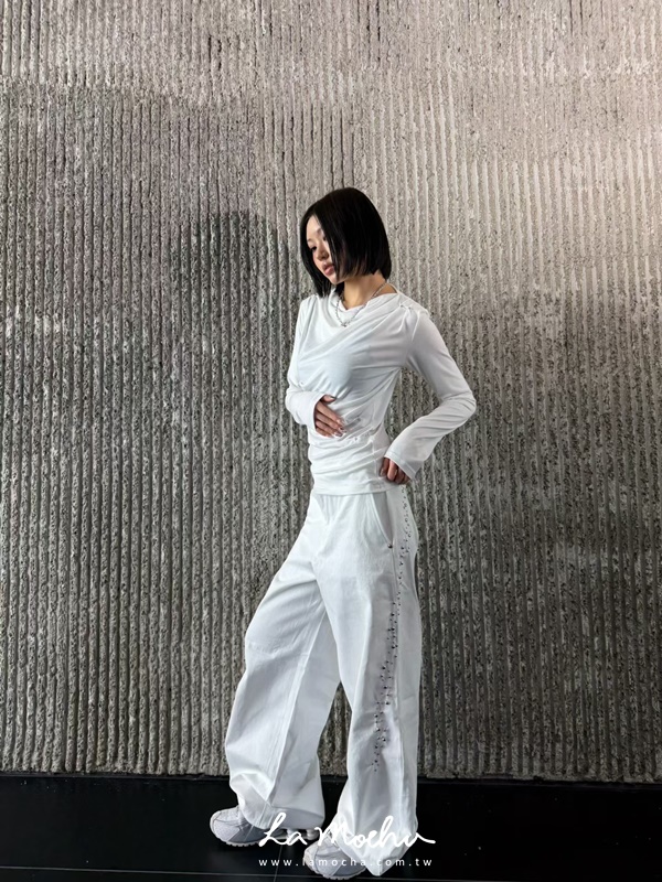 不規則珠珠落地長褲